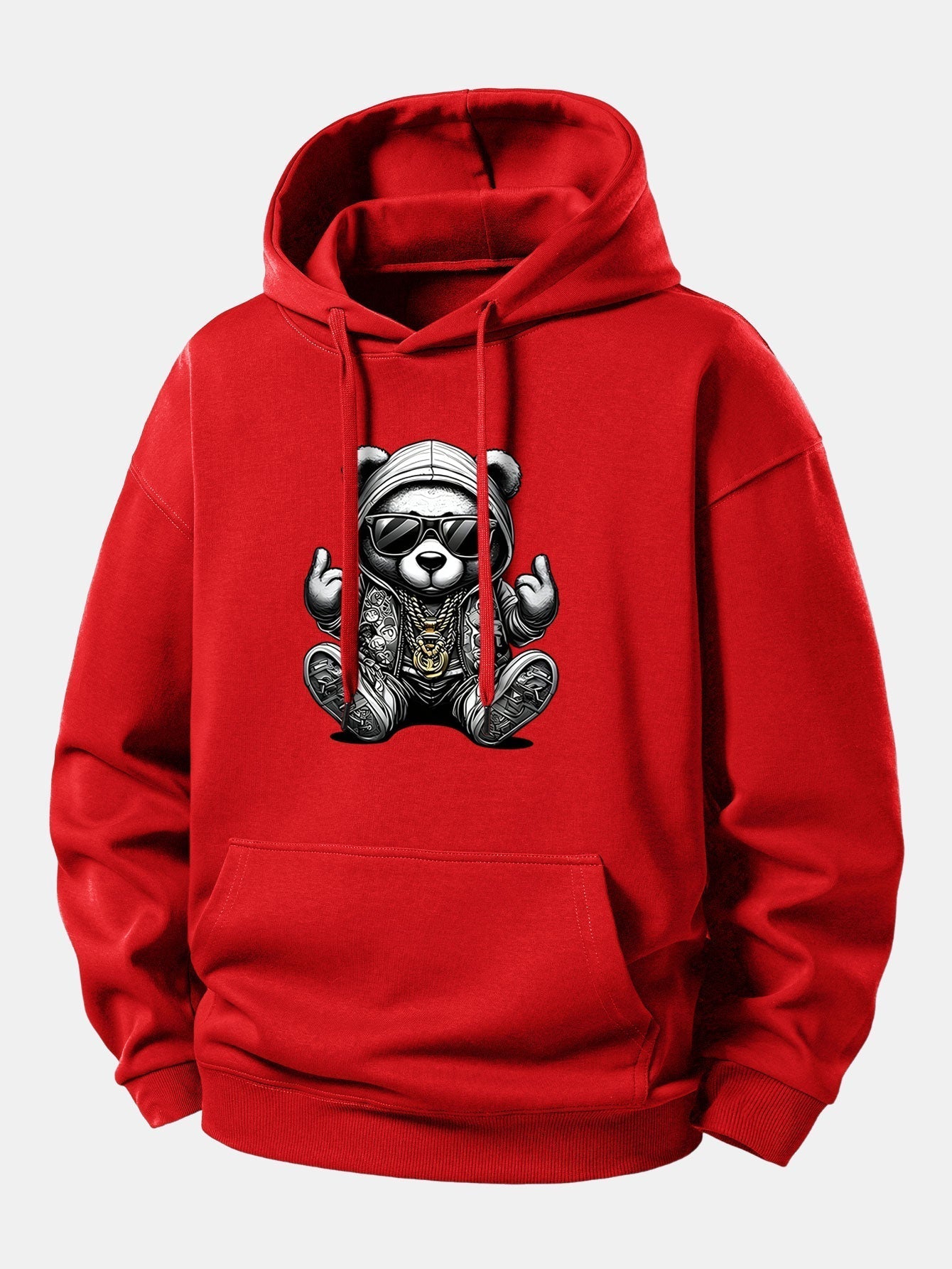 Relaxed Fit Hoodie with Hip Hop Bear Graphic