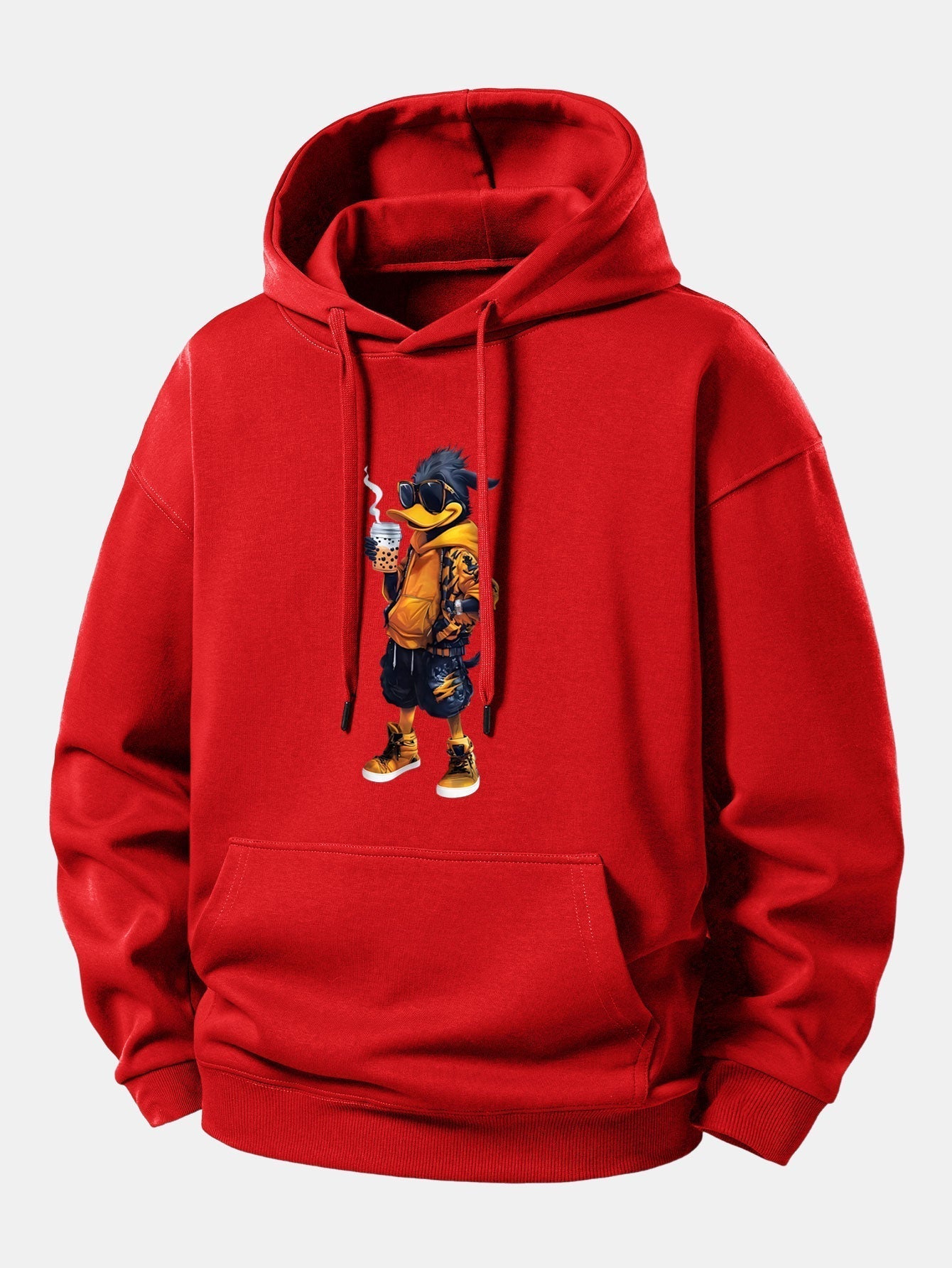 Relaxed Fit Hoodie with Cartoon Duck Design