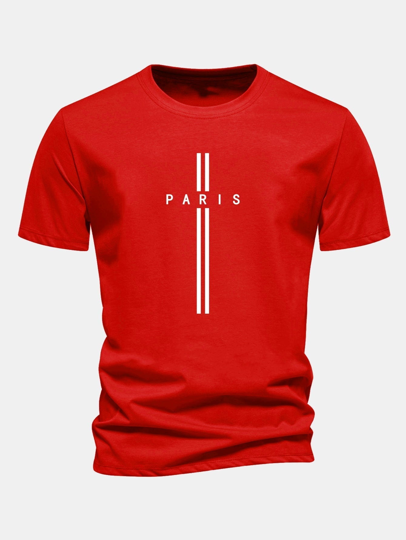 Classic Fit Cotton T-Shirt with Paris Stripe Design