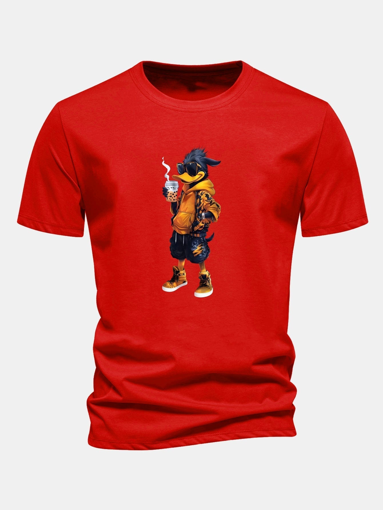Classic Fit Cotton T-Shirt with Carton Duck Print
