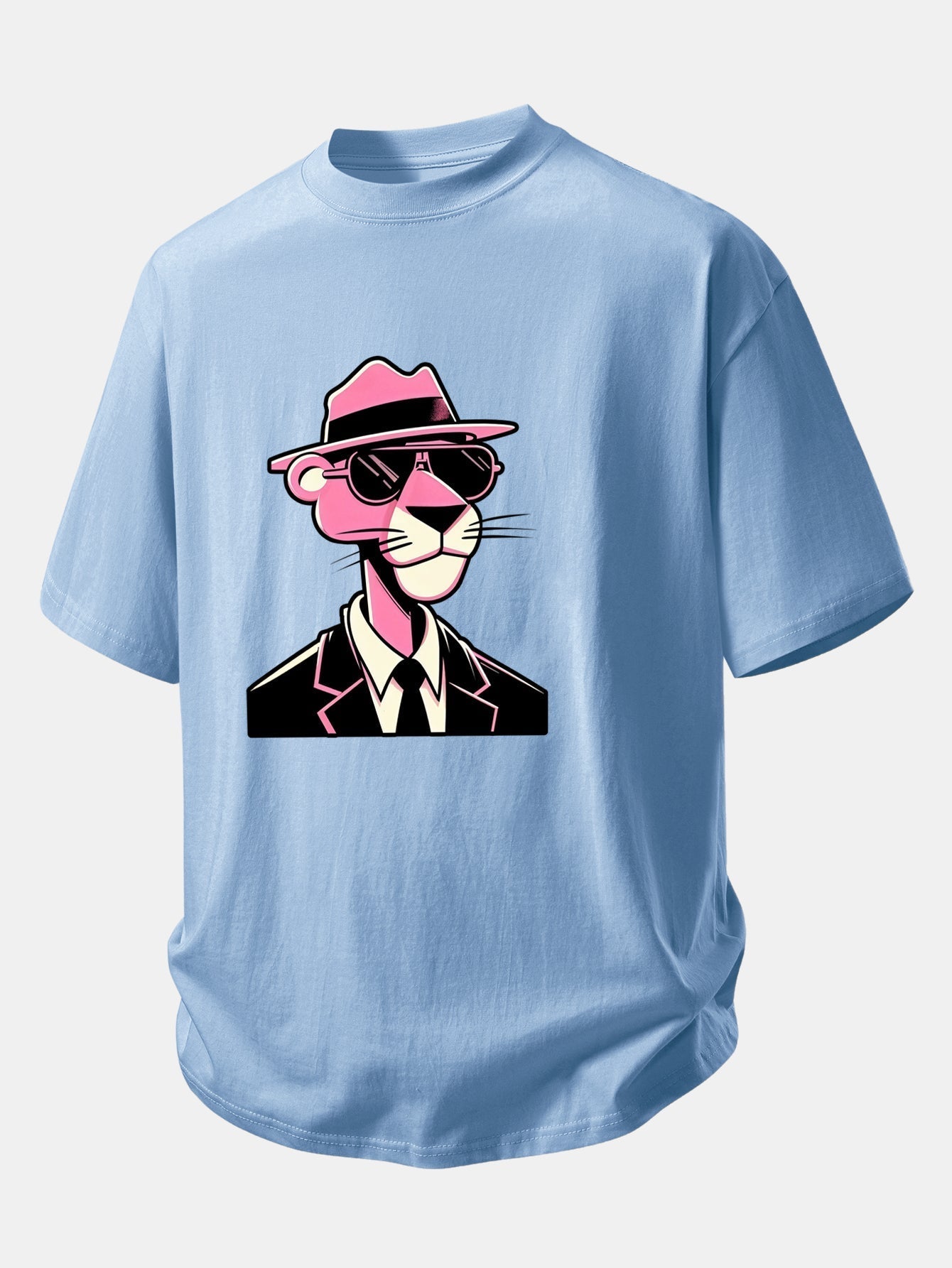 Comfortable Pink Panther Graphic Cotton T-Shirt for Gentlemen