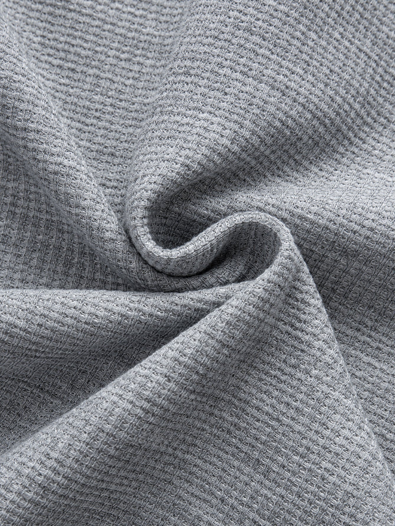 Two-Tone Button-Up Waffle Knit Hooded Tee