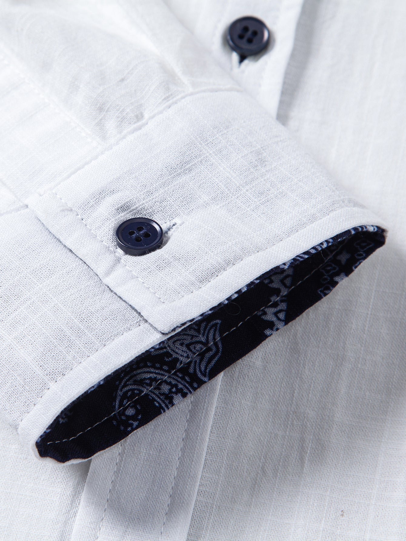 Paisley Print Contrast Linen Shirt & Straight-Leg Linen Trousers