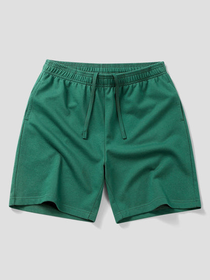 Relaxed Fit Dark Green Ghost Print Cotton T-Shirt & 7" Cotton Drawstring Shorts