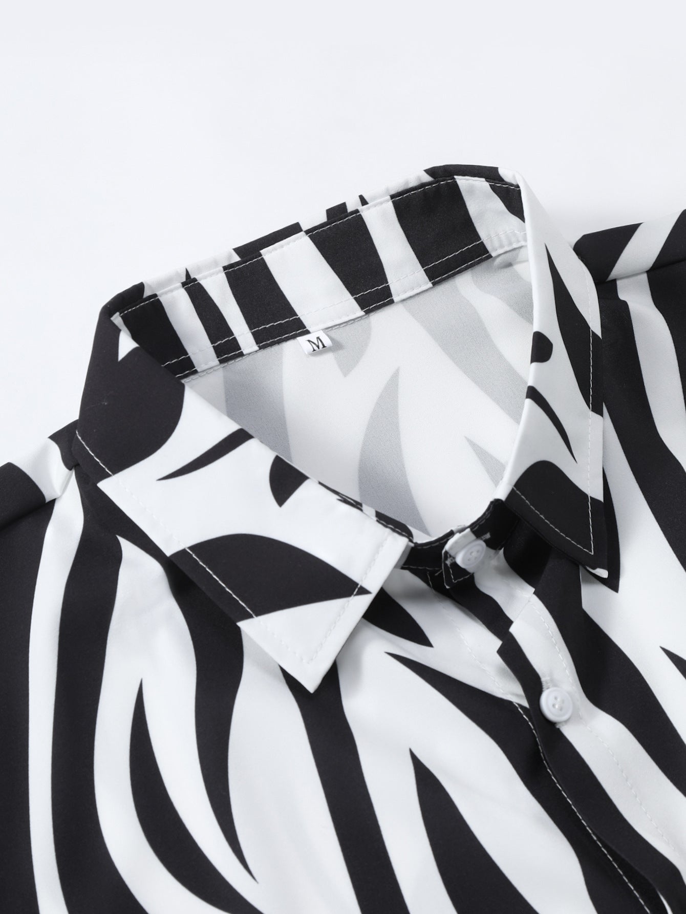Abstract Print Button-Up Shirt and Swim Shorts Set