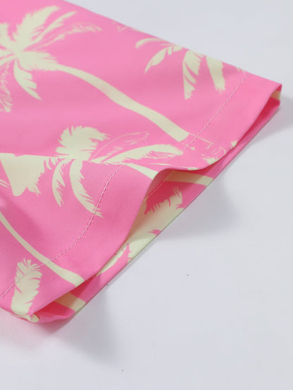 Button-Up Shirt with Palm Tree Print
