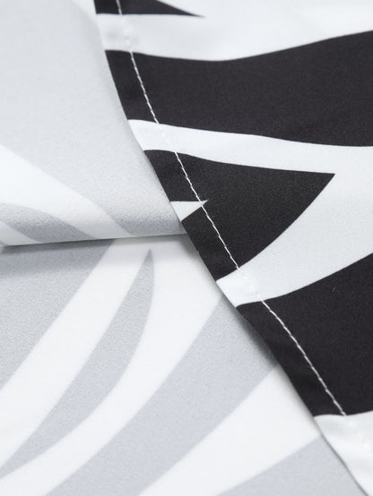 Abstract Print Button-Up Shirt and Swim Shorts Set