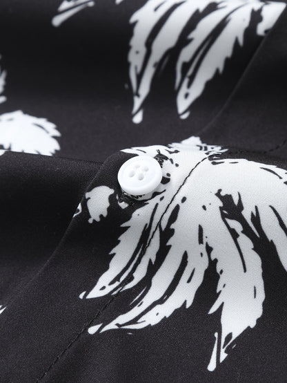 Button-Up Shirt with Palm Tree Print