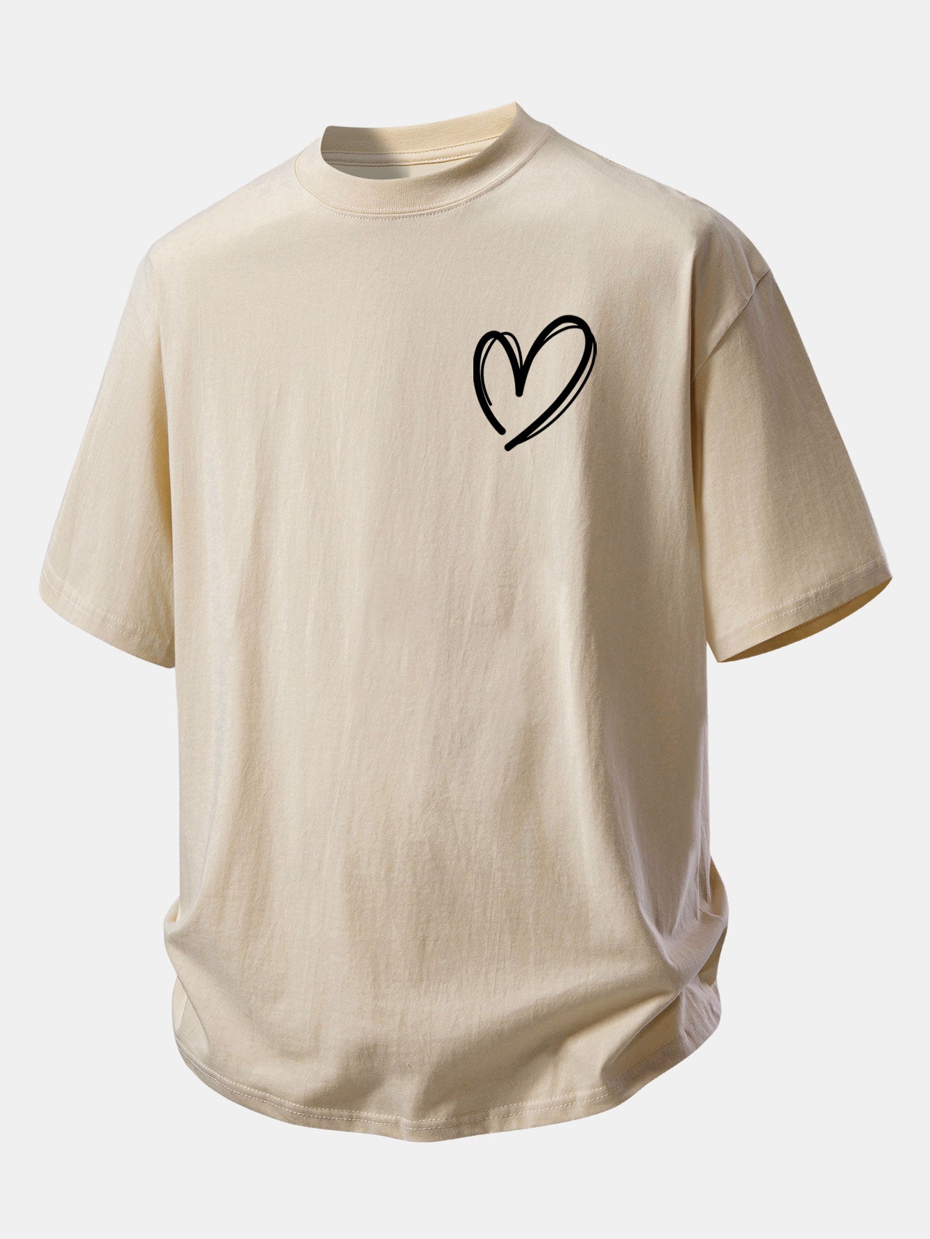 Comfortable Heart Print Cotton Tee