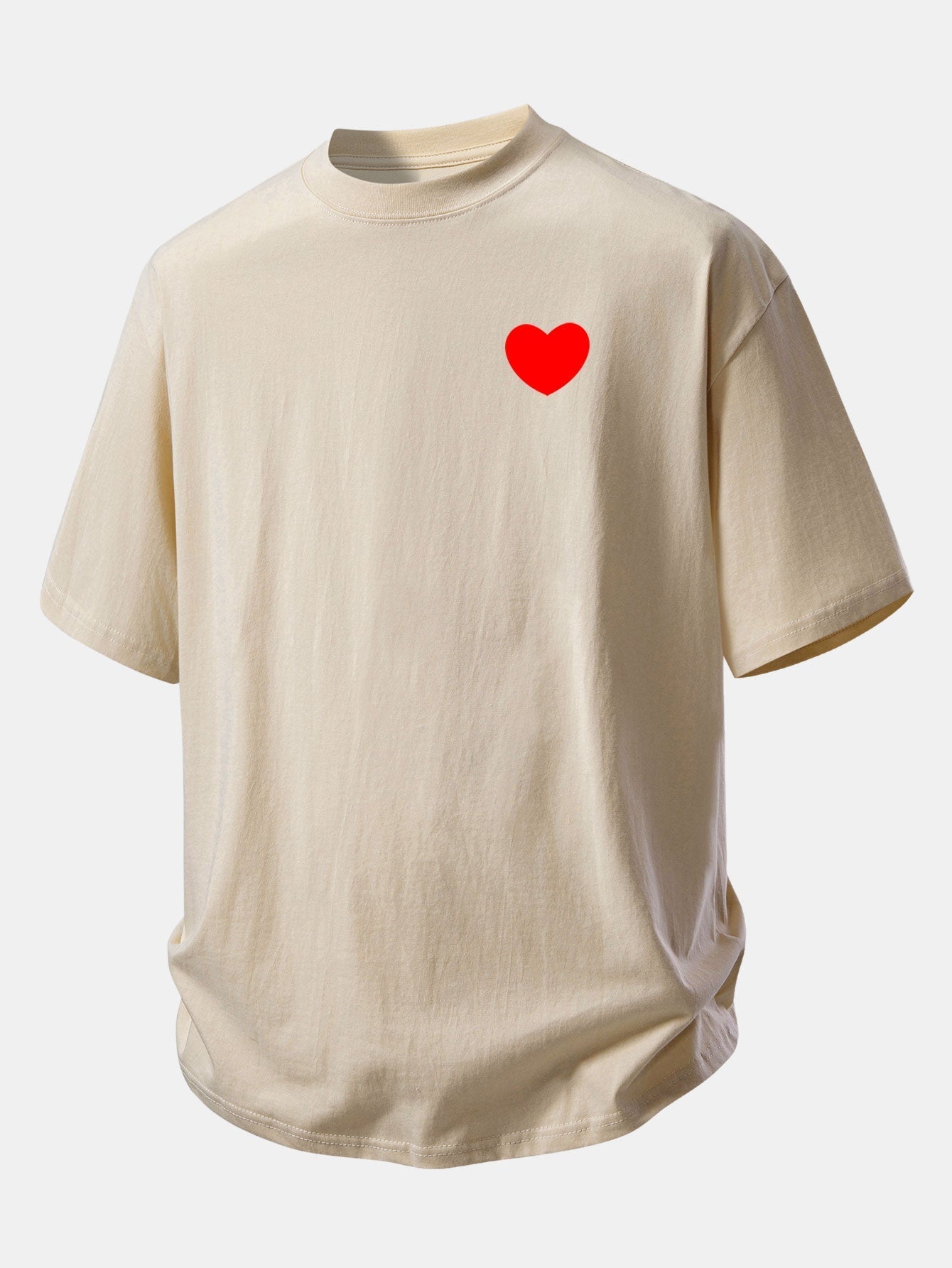 Comfortable Heart Print Cotton Tee