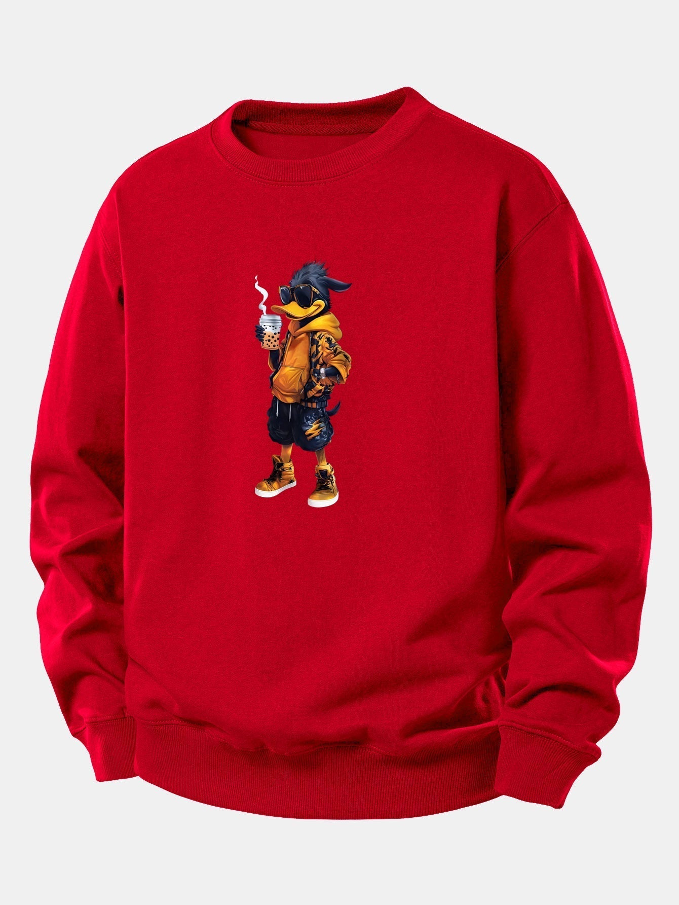 Relaxed Fit Sweatshirt with Cartoon Duck Design