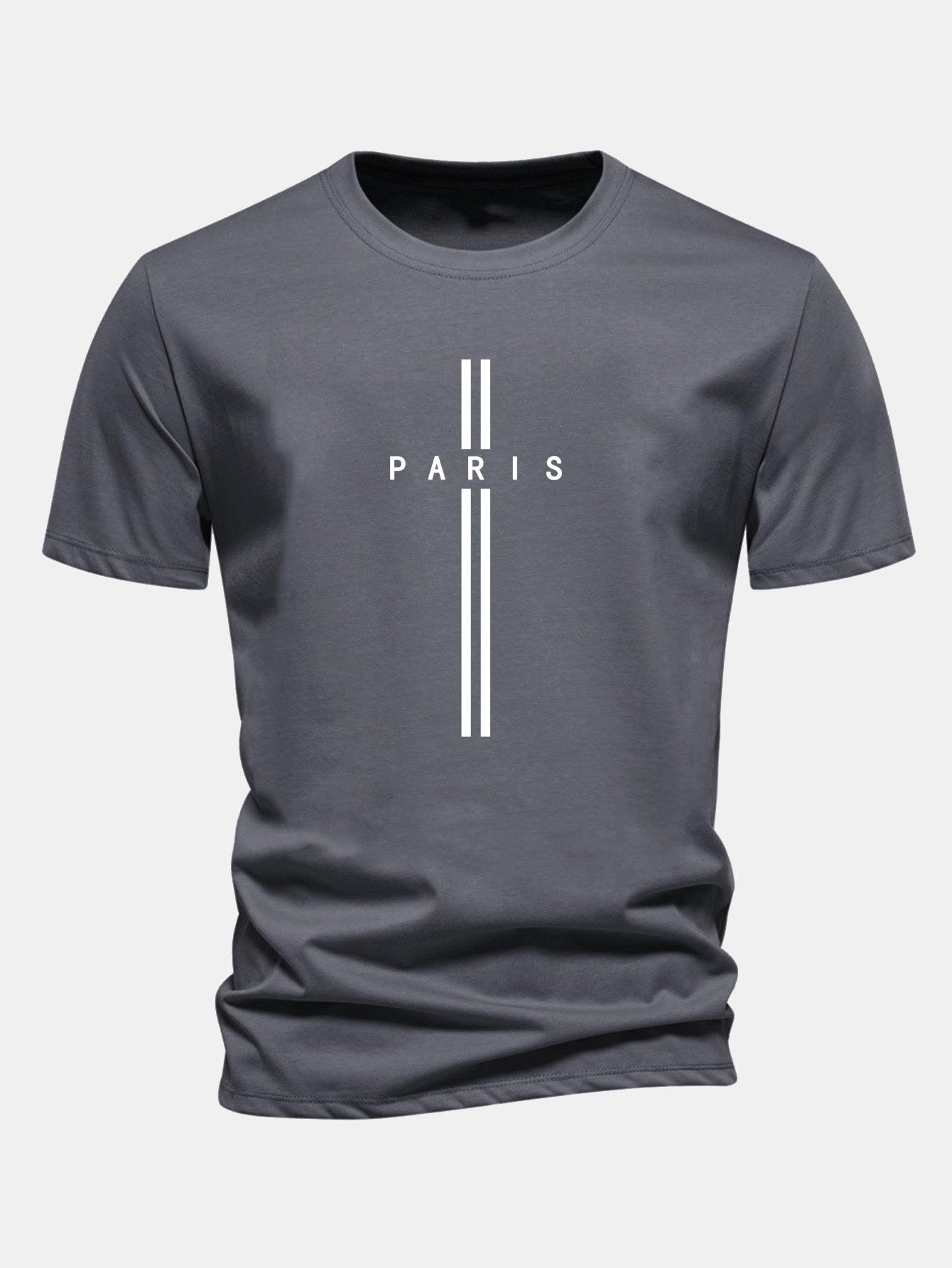 Classic Fit Cotton T-Shirt with Paris Stripe Design