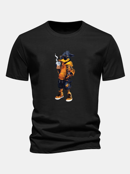Classic Fit Cotton T-Shirt with Carton Duck Print