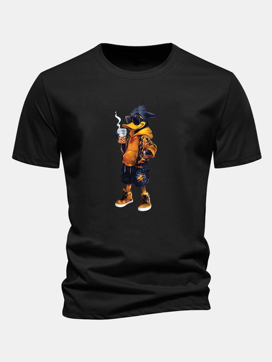 Classic Fit Cotton T-Shirt with Carton Duck Print
