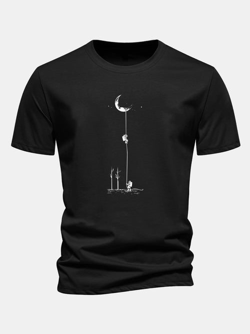 Classic Fit Cotton T-Shirt with Lunar Astronaut Design