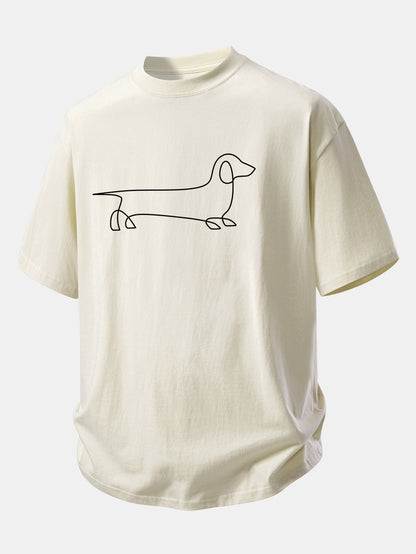 Comfortable Fit Dachshund Print Cotton Tee