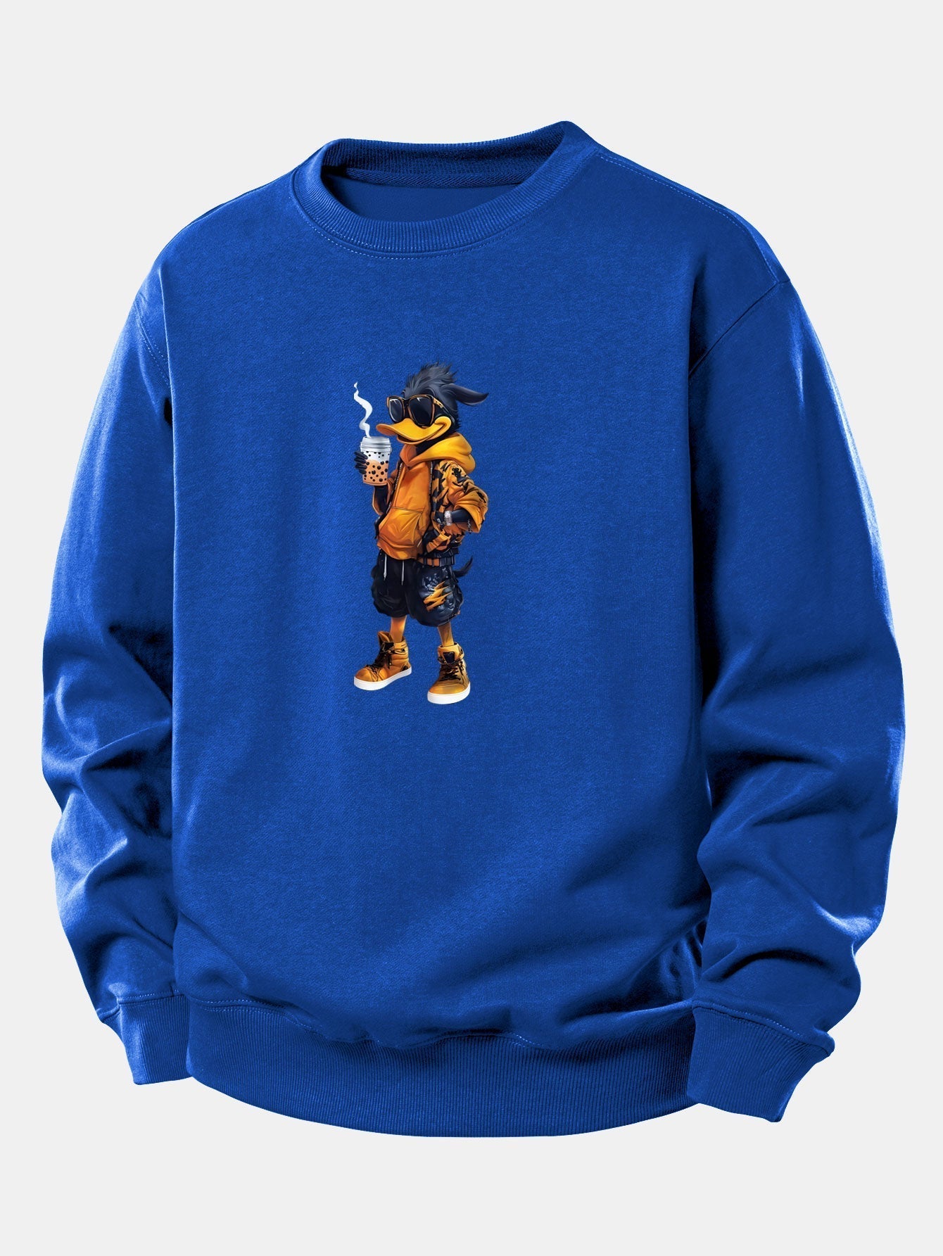 Relaxed Fit Sweatshirt with Cartoon Duck Design
