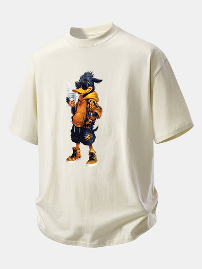Comfortable Cartoon Duck Print Cotton Tee