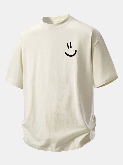 Comfortable Relaxed Fit Cotton T-Shirt with Smiley Face Design