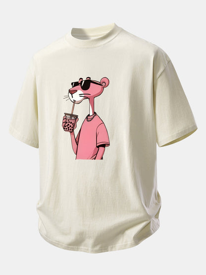 Comfortable Pink Panther Graphic Cotton Tee