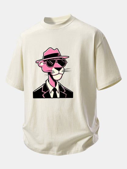 Comfortable Pink Panther Graphic Cotton T-Shirt for Gentlemen