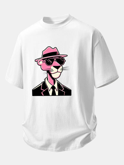 Comfortable Pink Panther Graphic Cotton T-Shirt for Gentlemen