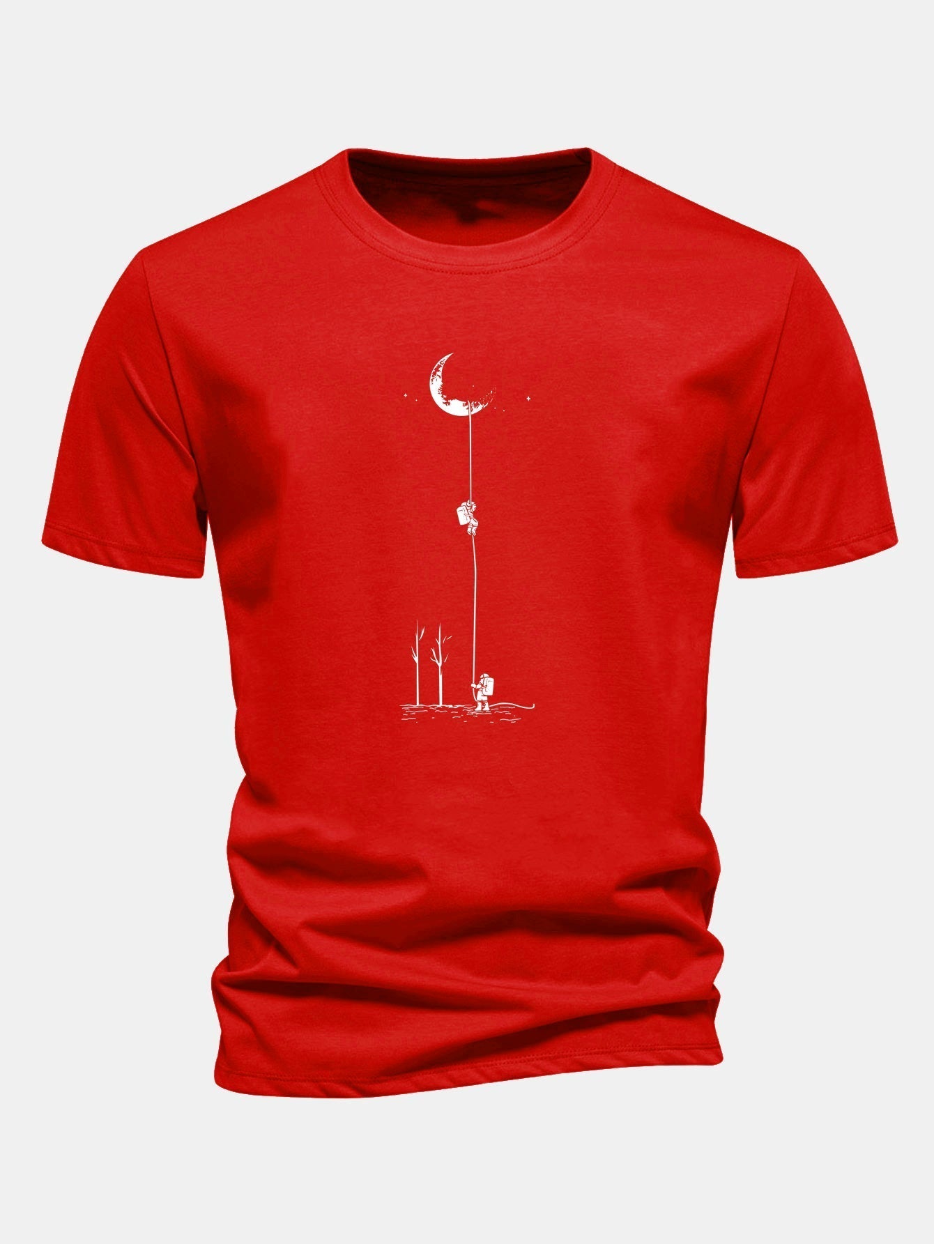 Classic Fit Cotton T-Shirt with Lunar Astronaut Design