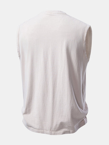 Distressed Washed Tank Top with Pink Panther Print