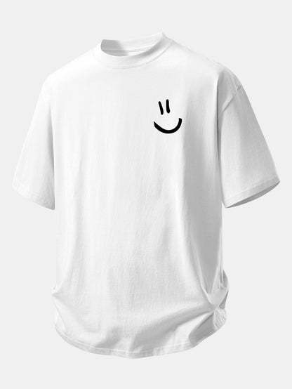 Comfortable Relaxed Fit Cotton T-Shirt with Smiley Face Design