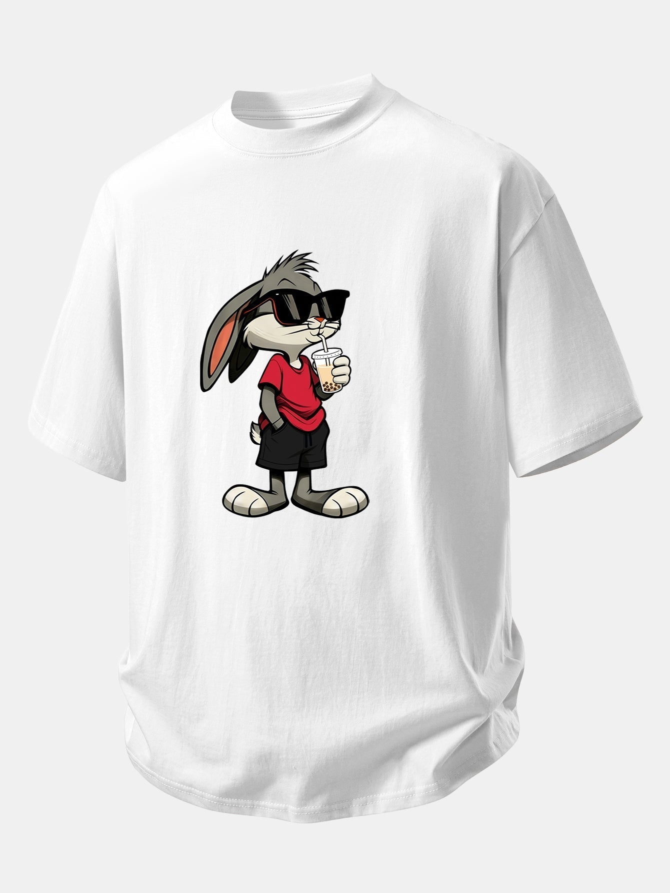 Comfortable Cartoon Rabbit Graphic Cotton Tee