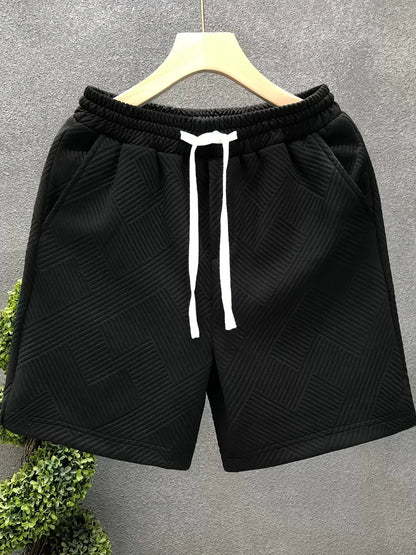 Men's Casual Knit Shorts with Geometric Design