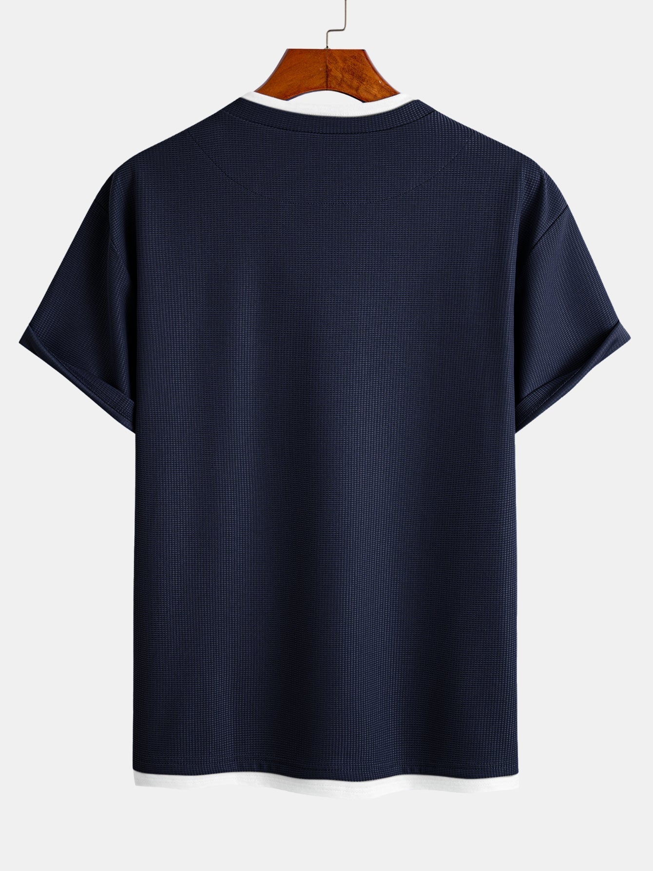 Comfortable 2-in-1 Waffle T-Shirt with Notched Collar