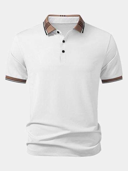 Striped Collar Polo with Contrast Details