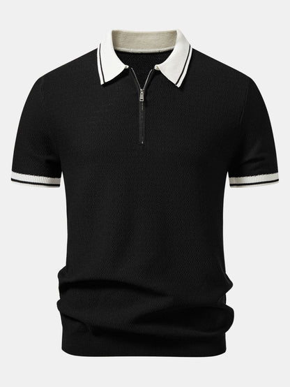 Two-Tone Zipper Knit Polo