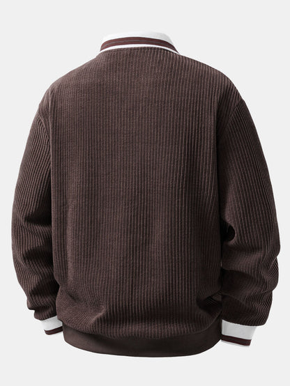 Johnny Collar Sweatshirt with Contrast Trim
