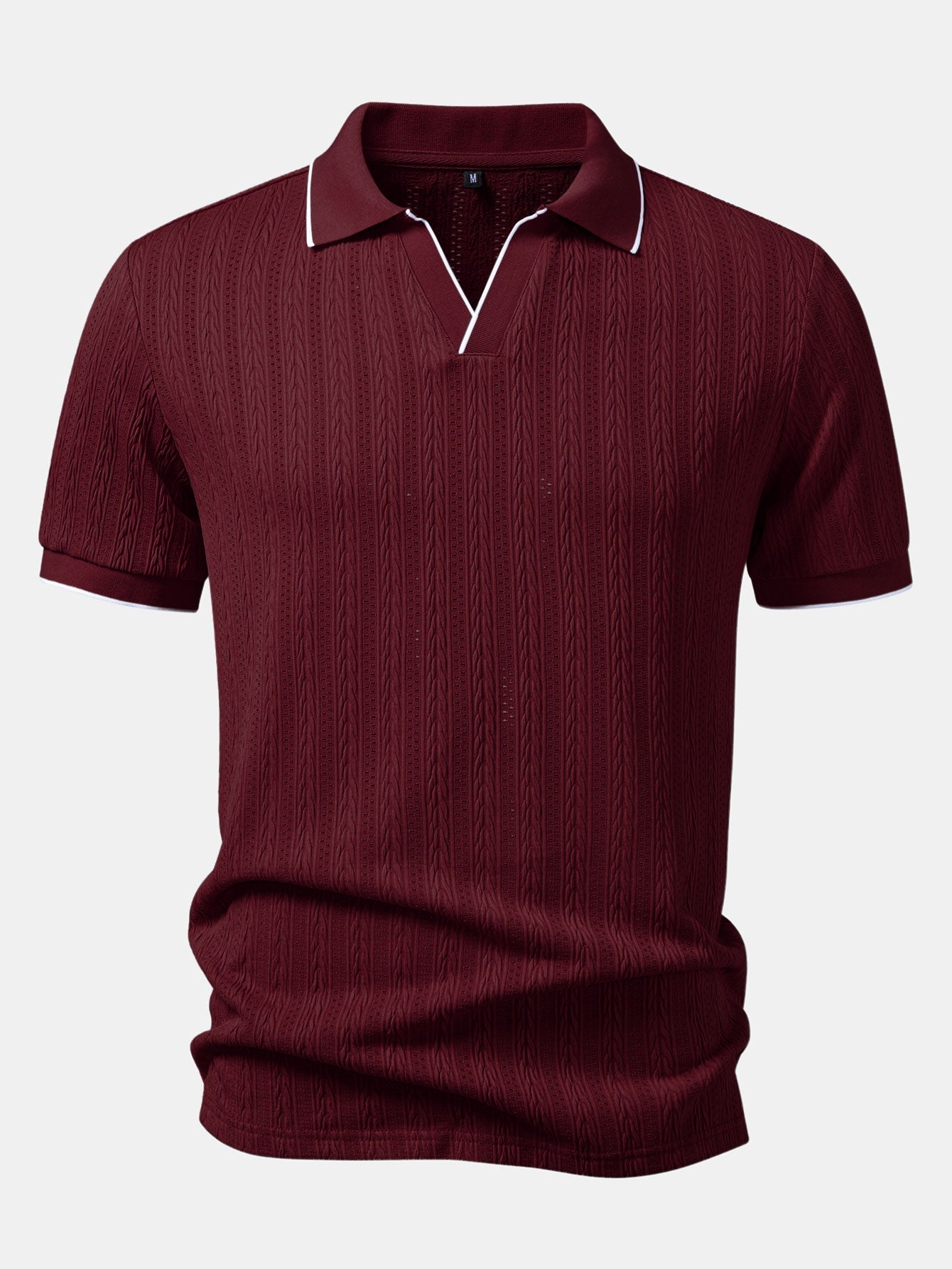 Geometric Jacquard Polo with Johnny Collar & Slim Fit Tapered Pants