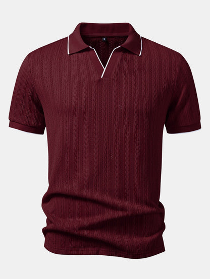 Geometric Jacquard Polo with Johnny Collar