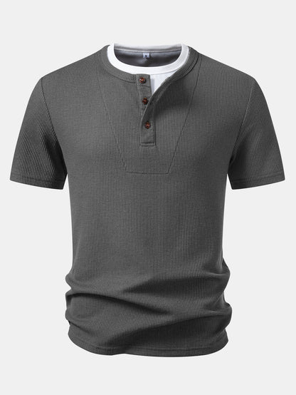 Dual-Function Waffle Henley Top