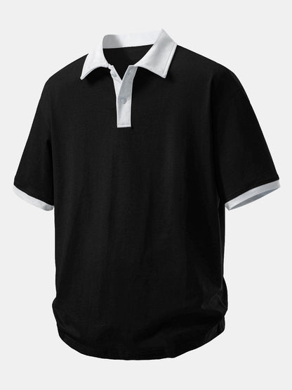 Comfortable Contrast Cotton Polo with Relaxed Fit