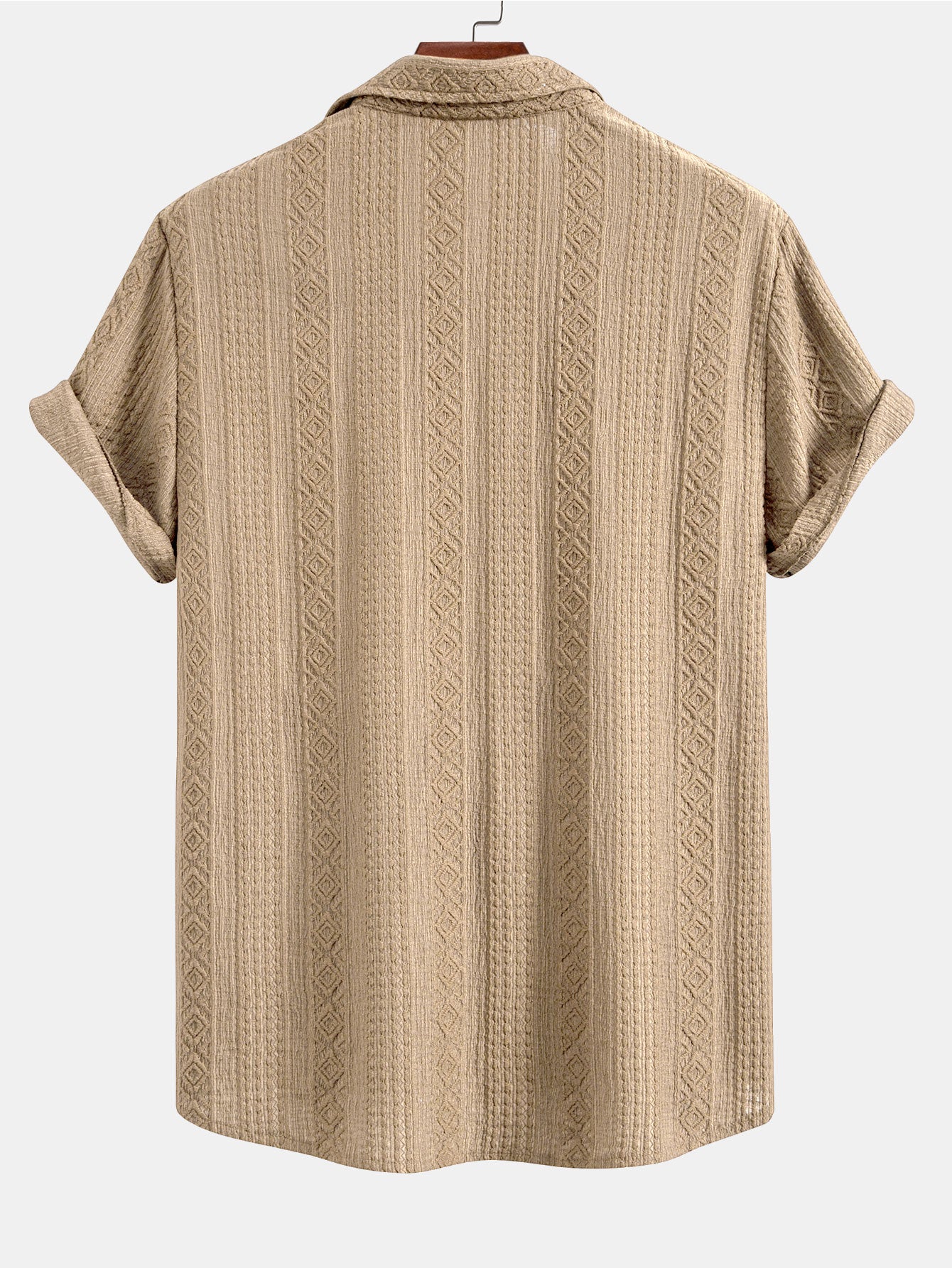 Geometric Patterned Jacquard Button-Up Shirt