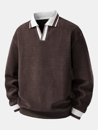 Johnny Collar Sweatshirt with Contrast Trim