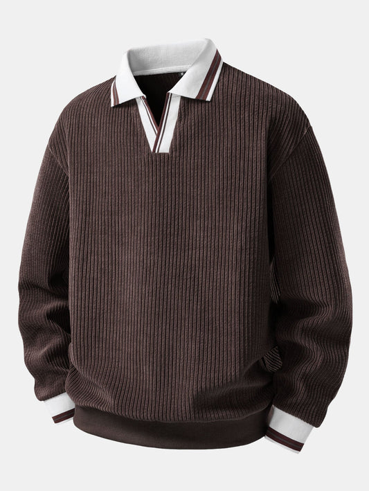 Johnny Collar Sweatshirt with Contrast Trim