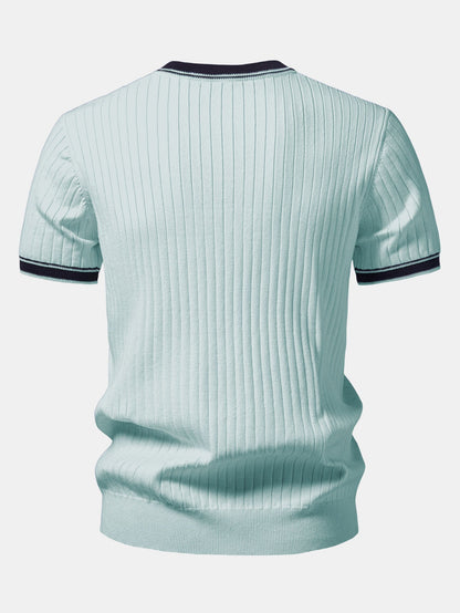 Color-Blocked Crew Neck Knit Tee