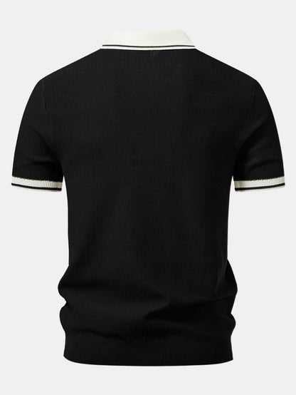 Two-Tone Zipper Knit Polo