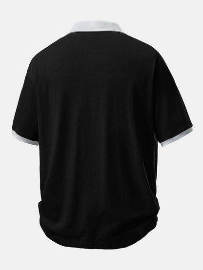 Comfortable Contrast Cotton Polo with Relaxed Fit
