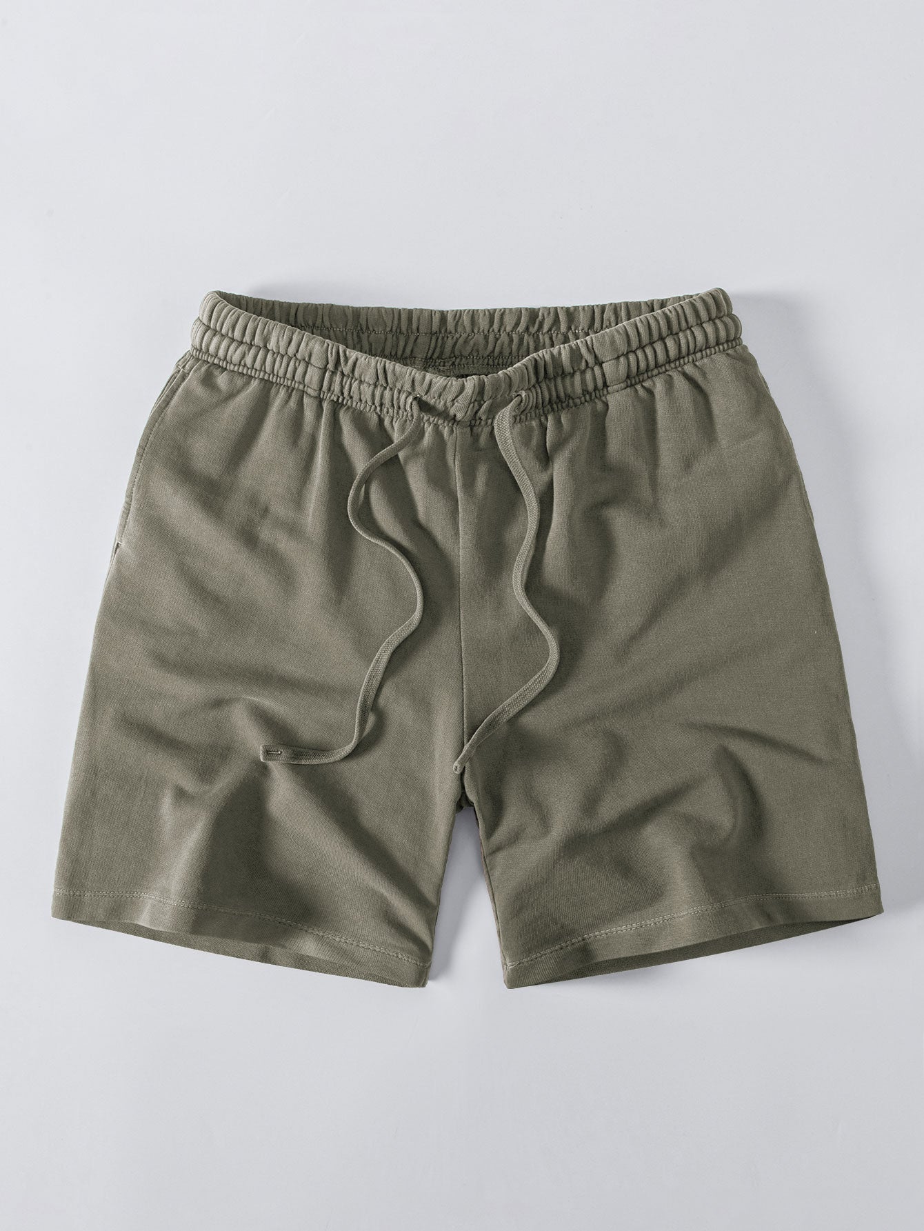 Relaxed Fit Heavyweight Washed Drop Shoulder Tee & Distressed Drawstring Shorts