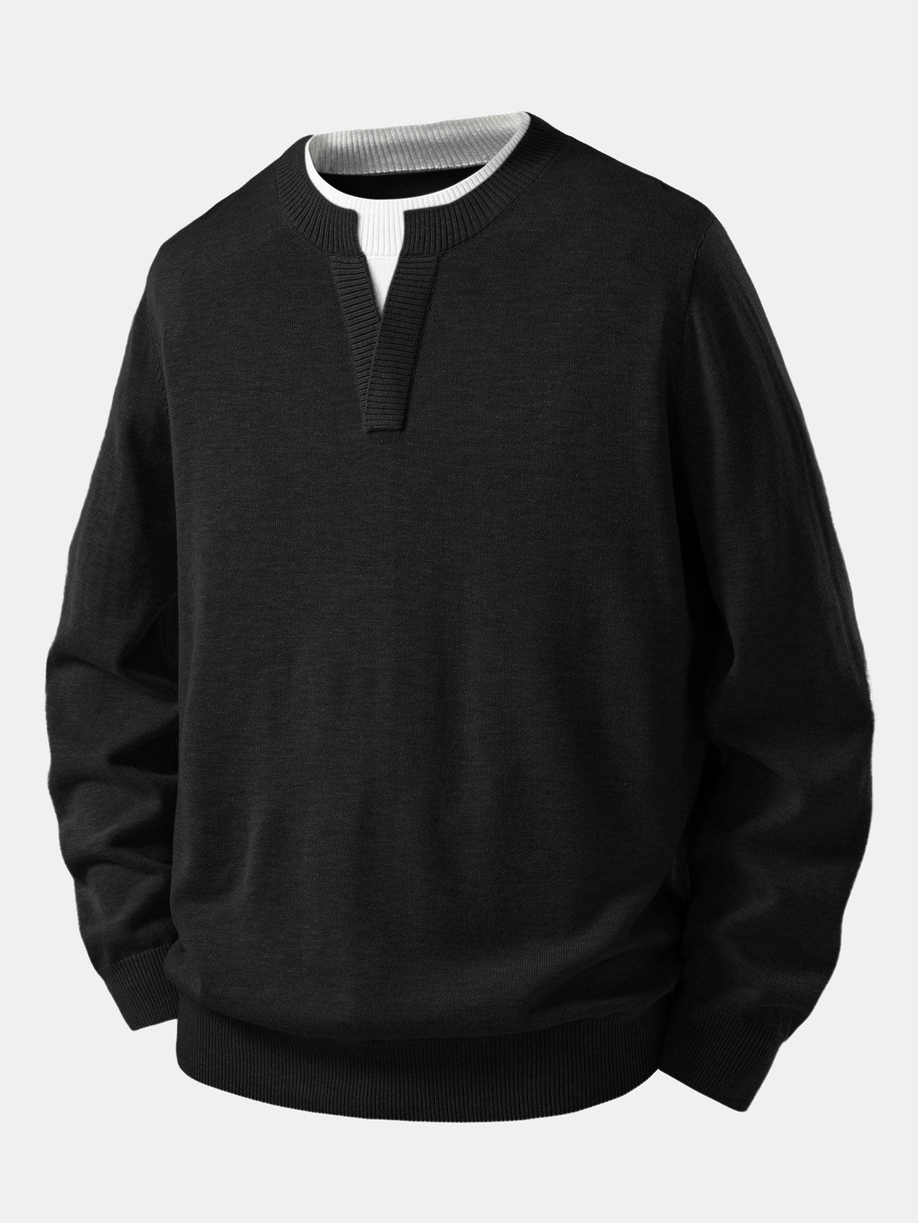 Long Sleeve Dual-Style Split Neck Sweater