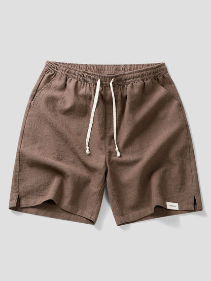 Drawstring Shorts in Linen-Cotton Blend