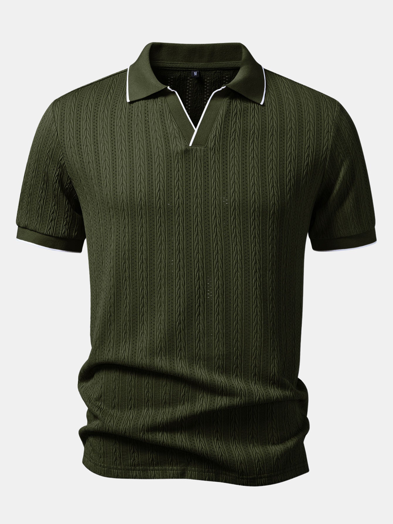 Geometric Jacquard Polo with Johnny Collar & Slim Fit Tapered Pants