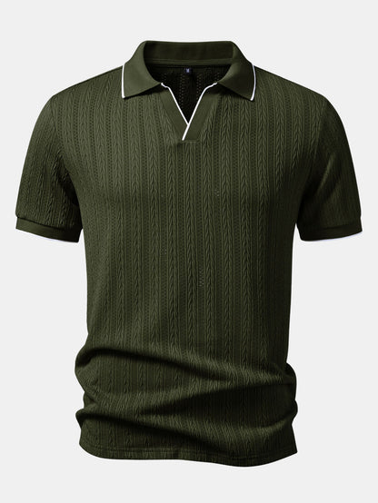 Geometric Jacquard Polo with Johnny Collar